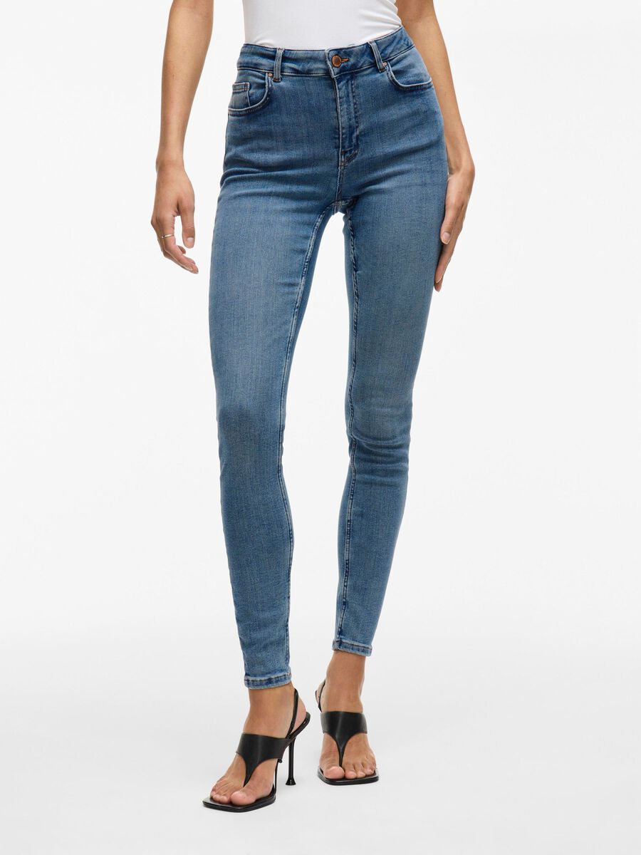 VILA VISARAH - TAILLE MI-HAUTE JEAN SKINNY, Medium Blue Denim, highres - 14094341_MediumBlueDenim_003.jpg