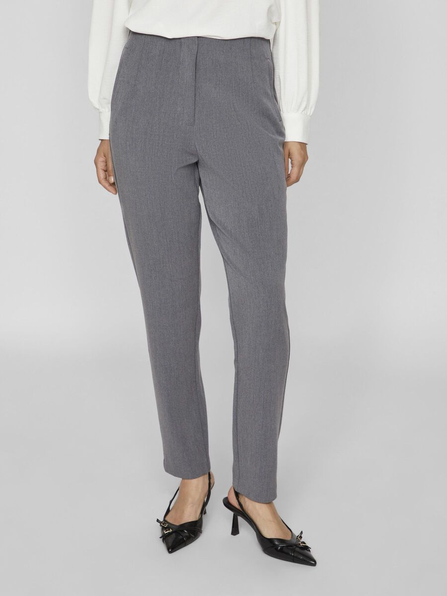 VILA VIVARONE HIGH WAIST PANTALONI, Medium Grey Melange, highres - 14095708_MediumGreyMelange_003.jpg