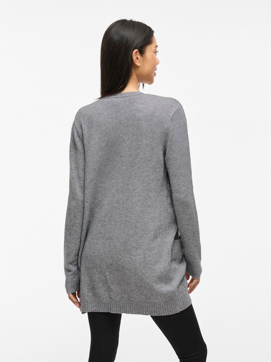 VILA VIRIL BASIC STRICK STRICKJACKE, Medium Grey Melange, highres - 14044041_MediumGreyMelange_004.jpg