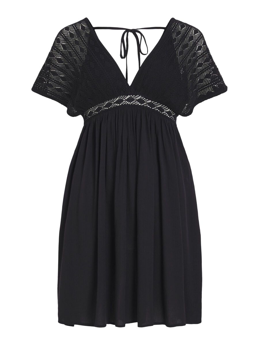 Vila V-NECK SHORT DRESS, Black Beauty, highres - 14096187_BlackBeauty_001.jpg