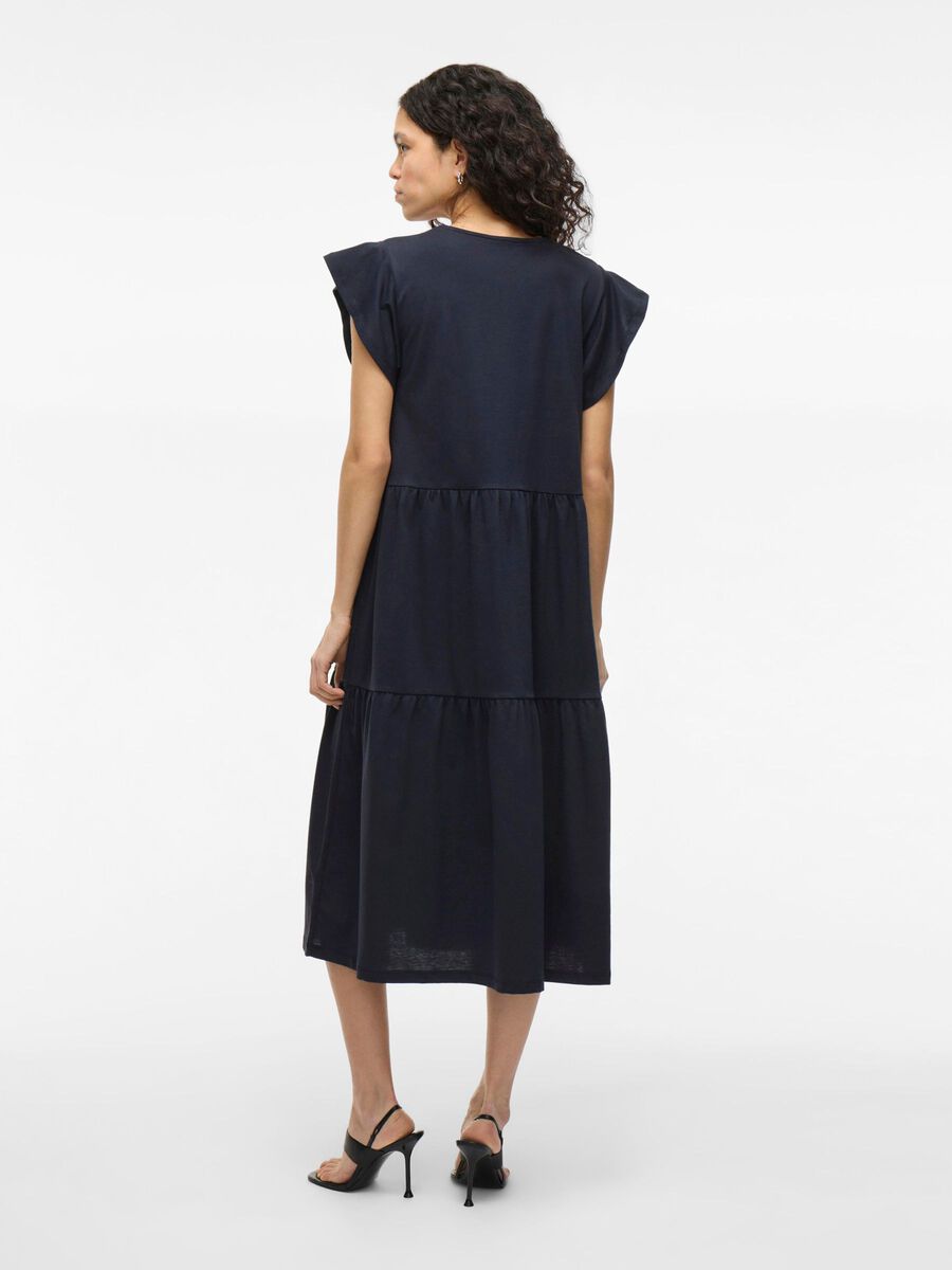 VILA SHORT SLEEVE MIDI DRESS, Total Eclipse, highres - 14087542_TotalEclipse_004.jpg