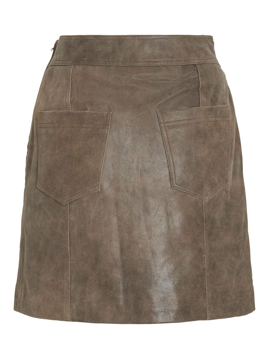 VILA HIGH-WAIST LEREN MINIROK, Petrified Oak, highres - 14107820_PetrifiedOak_002.jpg