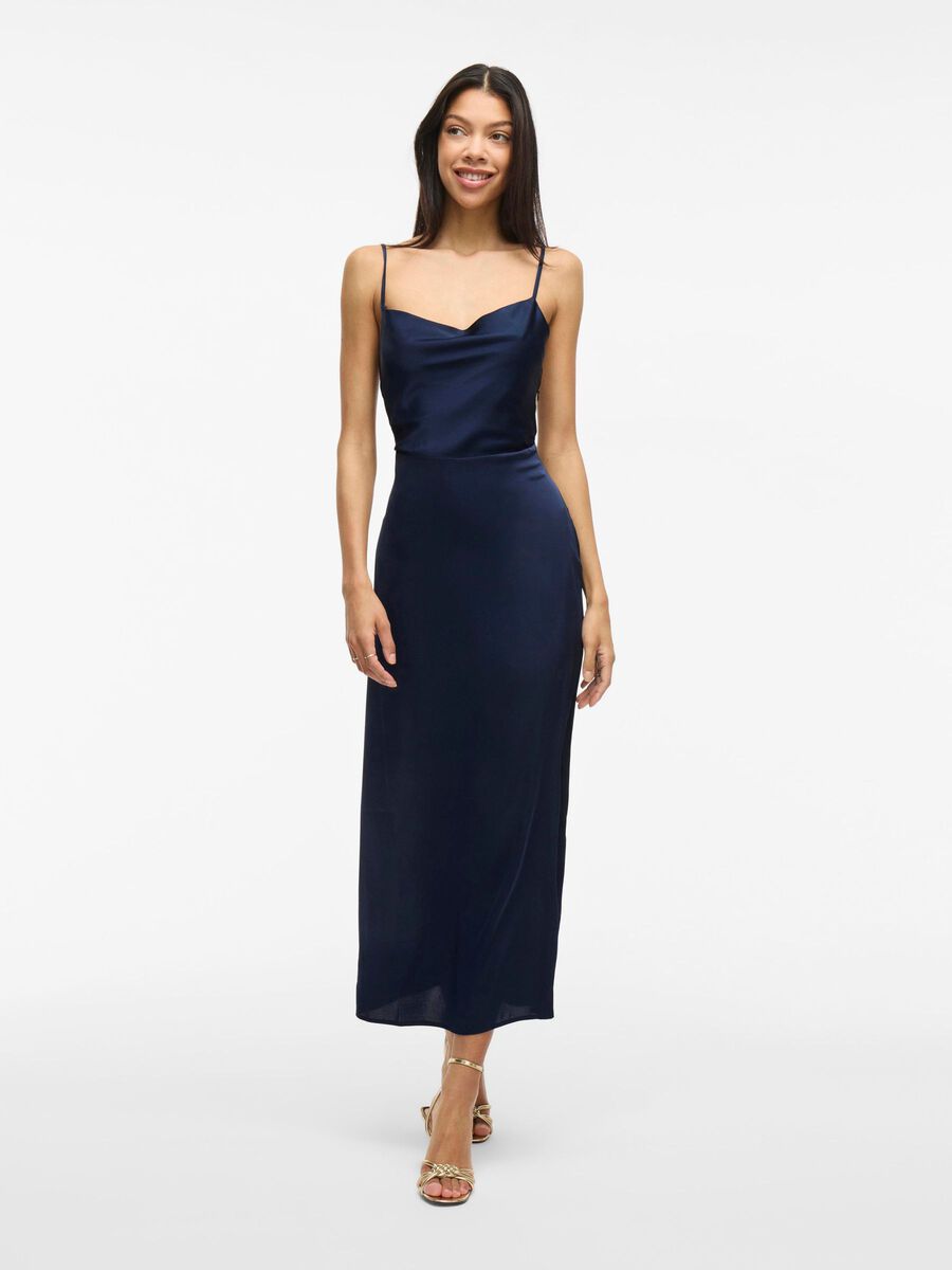 VILA VIRAVENNA STRAP OCCASION DRESS, Navy Blazer, highres - 14085601_NavyBlazer_003.jpg