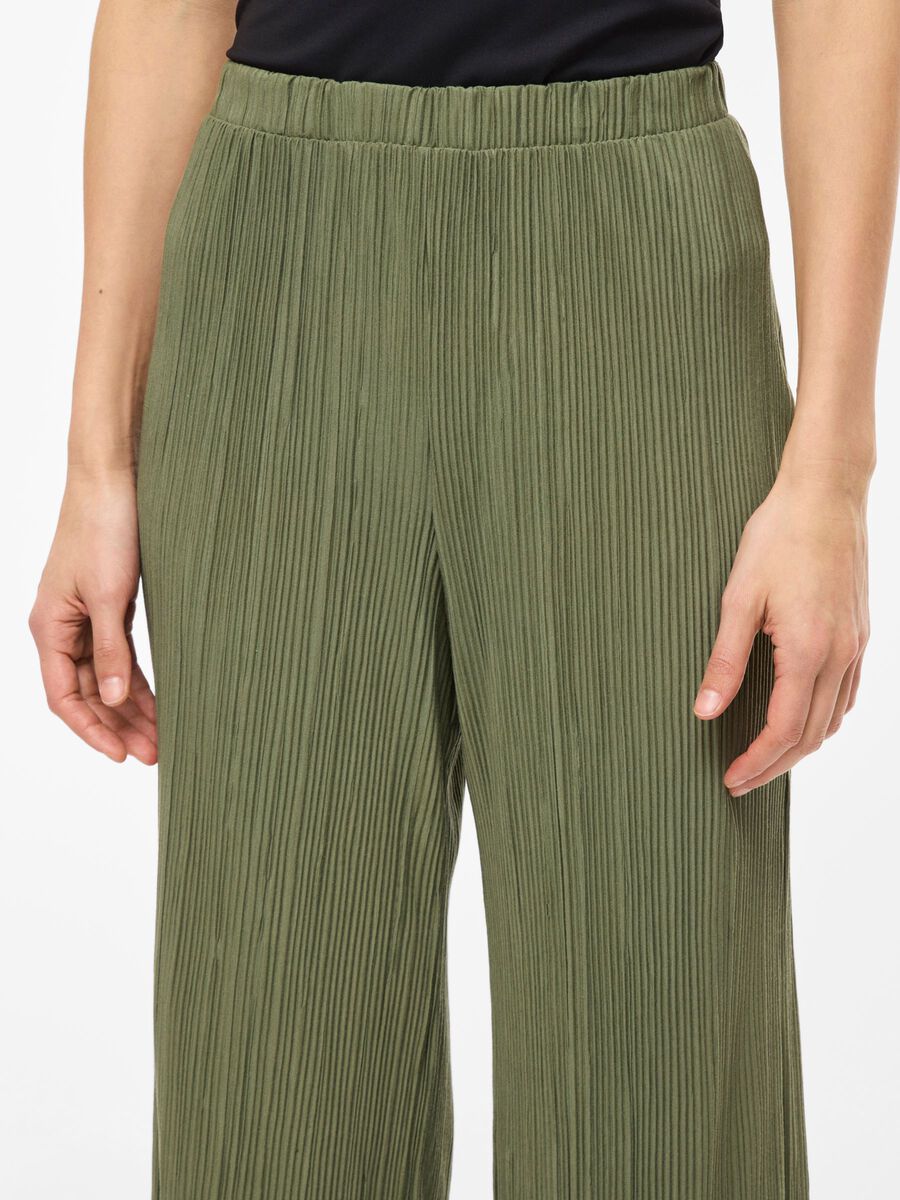 Carousel image - HIGH WAIST CULOTTE TROUSERS, Oil Green | 3