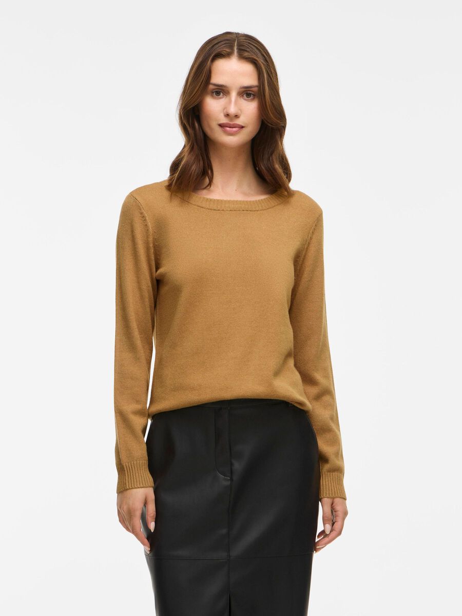 VILA VIRIL ROUND NECK KNITTED PULLOVER, Bistre, highres - 14054177_Bistre_958812_003.jpg