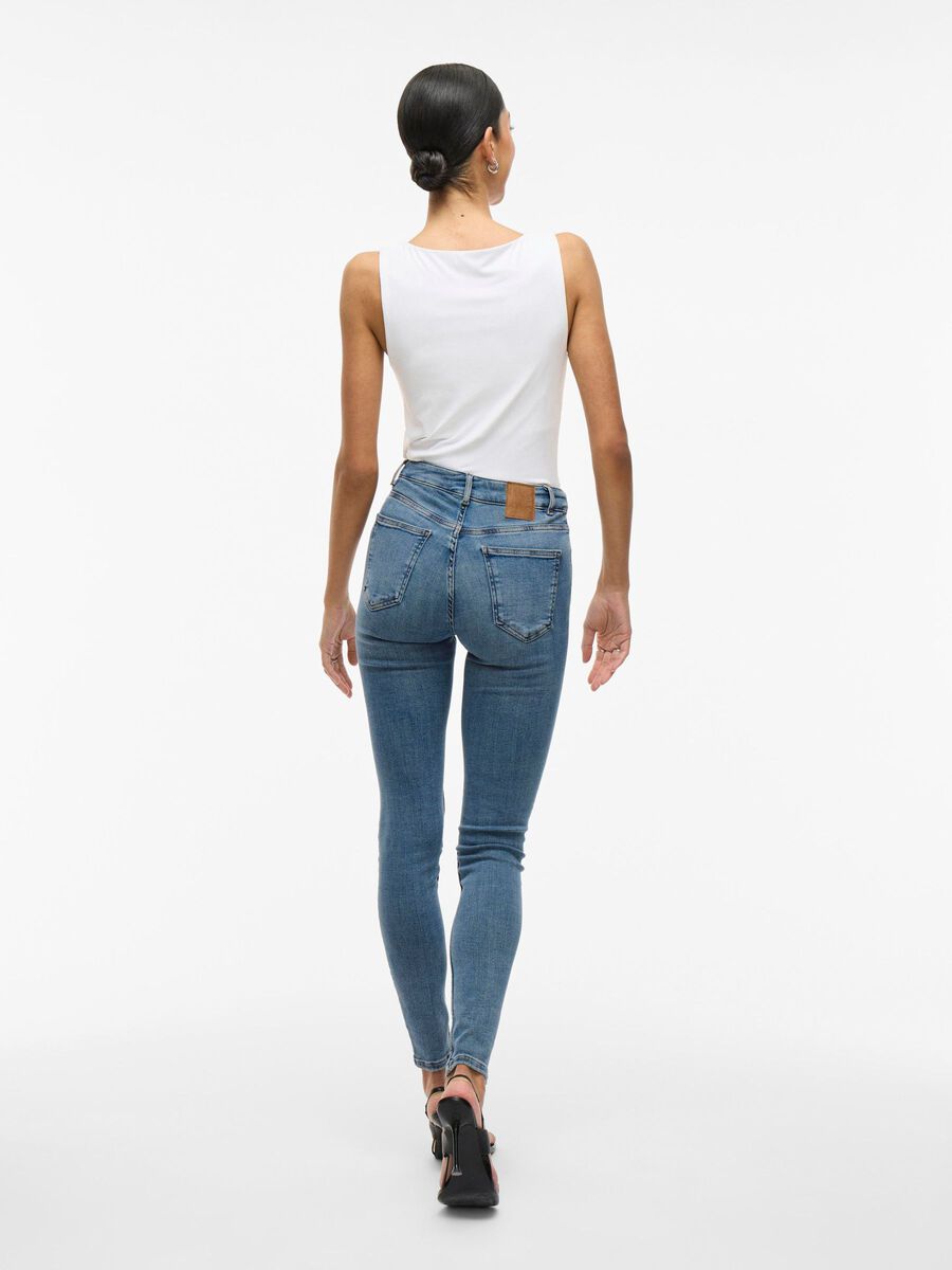 VILA VISARAH - TAILLE MI-HAUTE JEAN SKINNY, Medium Blue Denim, highres - 14094341_MediumBlueDenim_004.jpg