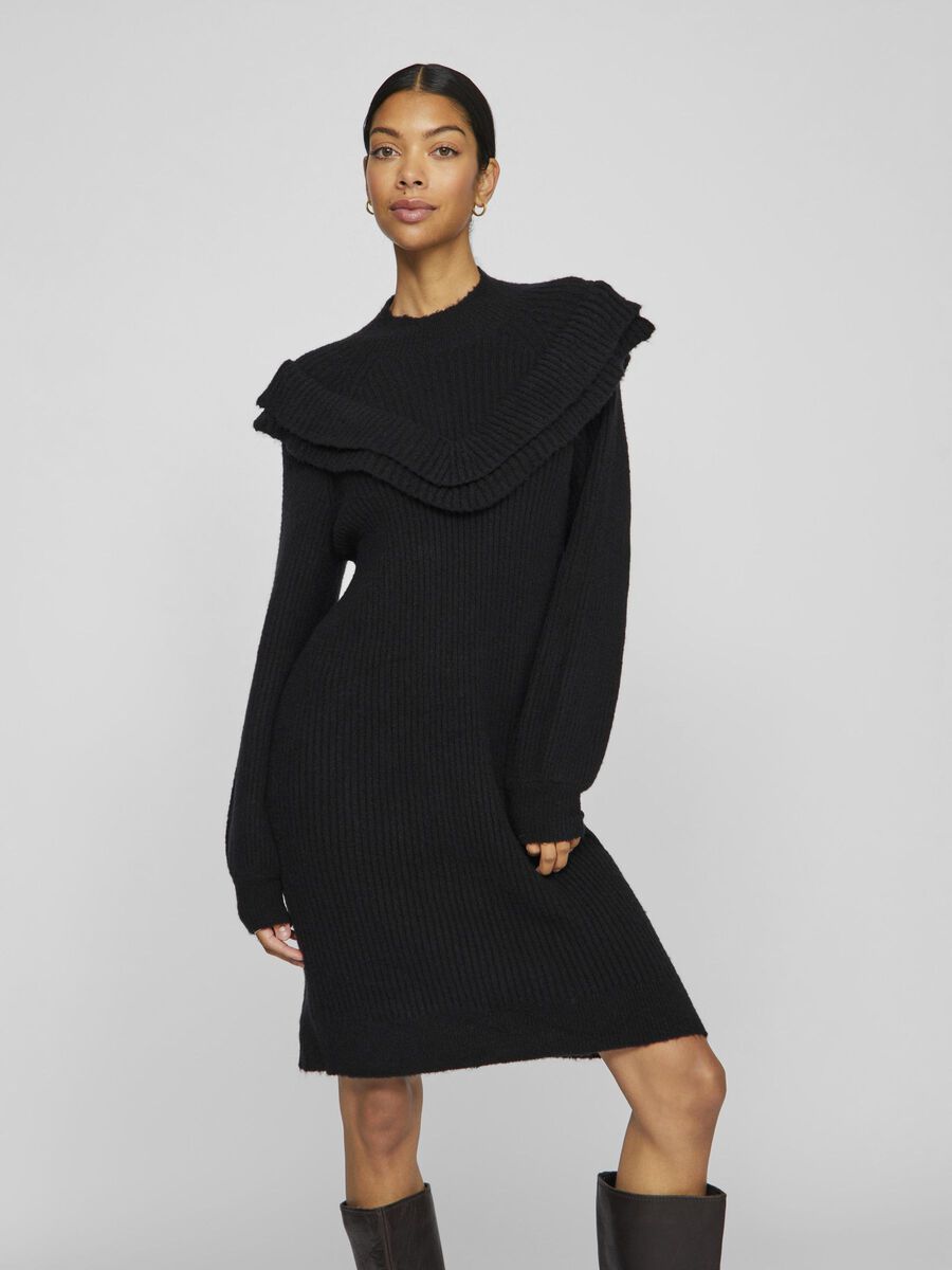 VILA VIBOOBA - COL MONTANT ROBE EN MAILLE, Black, highres - 14106209_Black_003.jpg