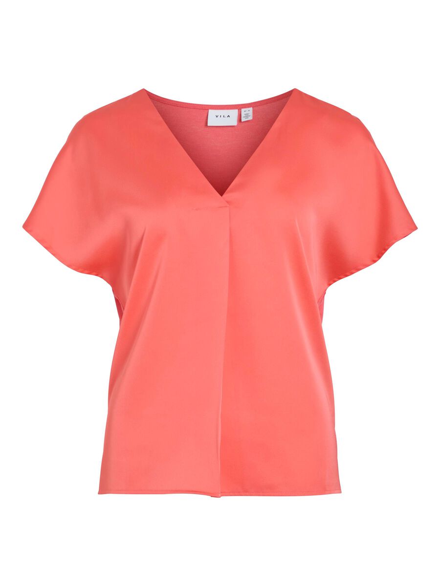 VILA VIELLETTE V-NECK SHORT SLEEVED TOP, Dubarry, highres - 14089239_Dubarry_001.jpg