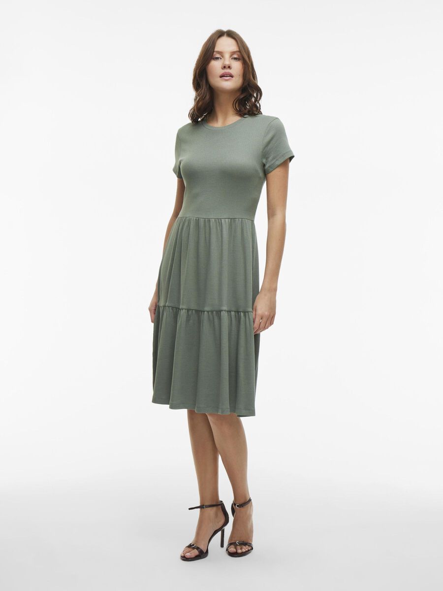 VILA SHORT SLEEVED MIDI DRESS, Laurel Wreath, highres - 14109684_LaurelWreath_003.jpg