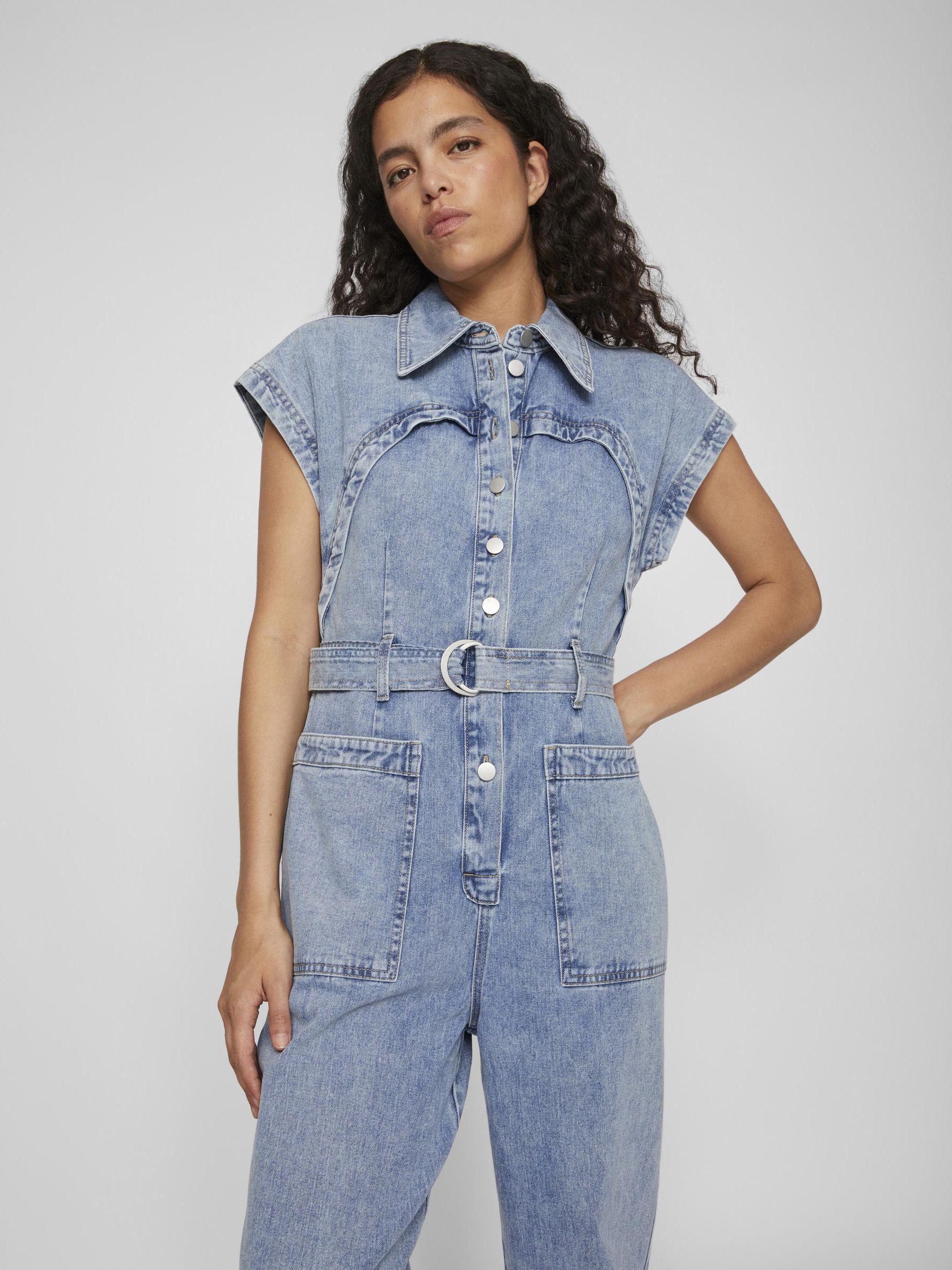 DENIM A MANCHES COURTES COMBINAISON Bleu VILA