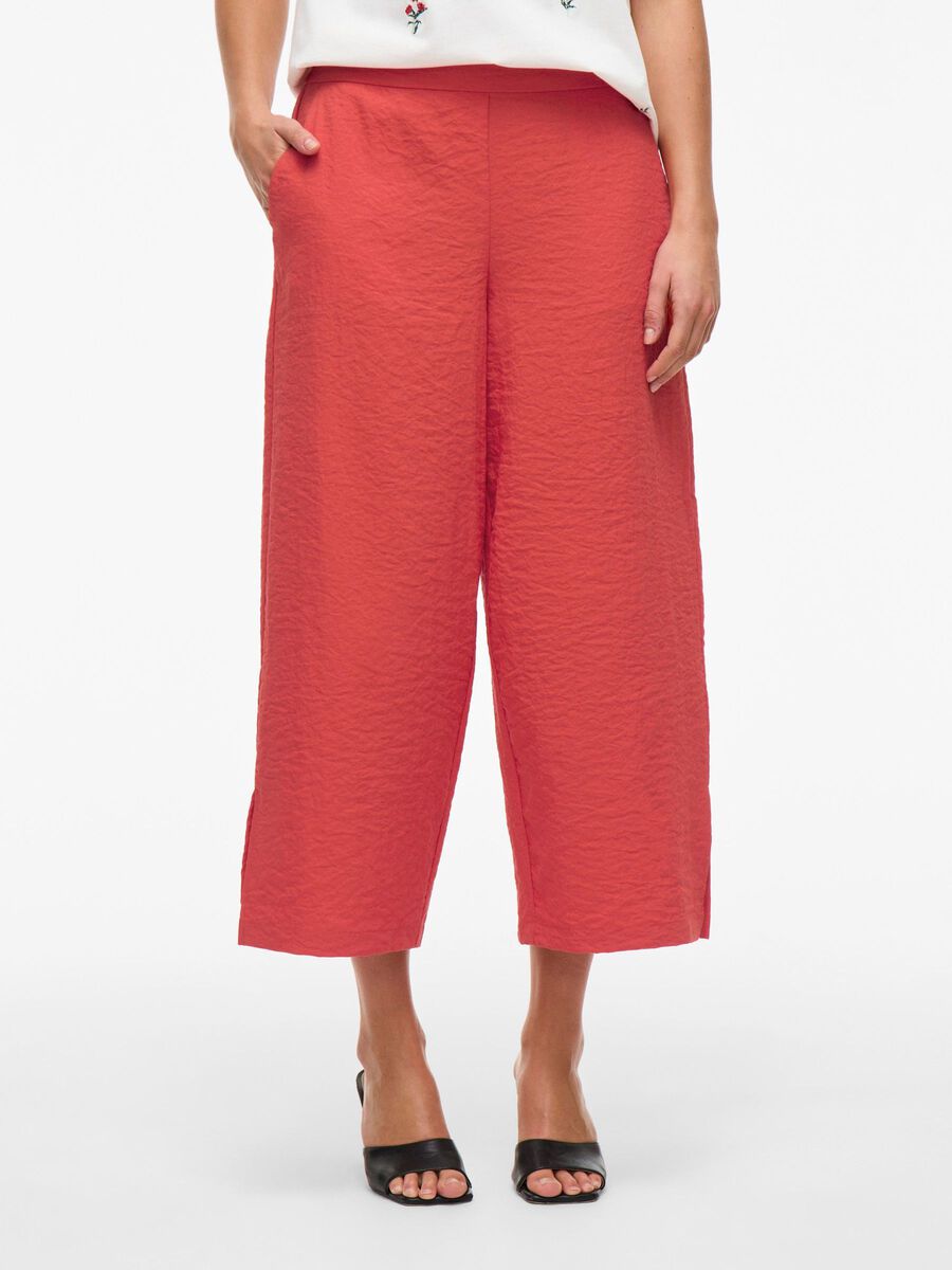 VILA REGULAR WAIST - WIDE-LEG TROUSERS, Aurora Red, highres - 14067575_AuroraRed_003.jpg