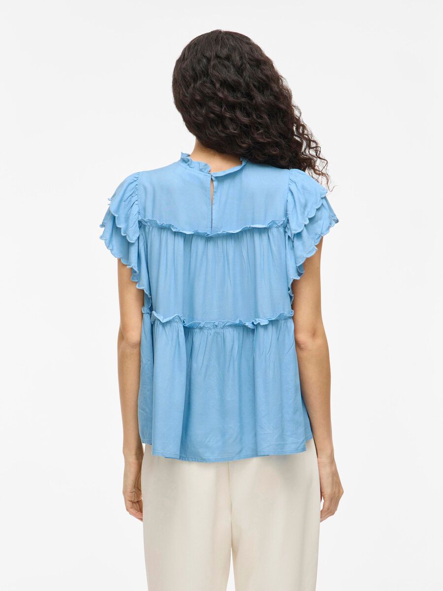 VILA VIPRETA HIGH NECK CAP SLEEVE TOP, Blissful Blue, highres - 14112805_BlissfulBlue_004.jpg