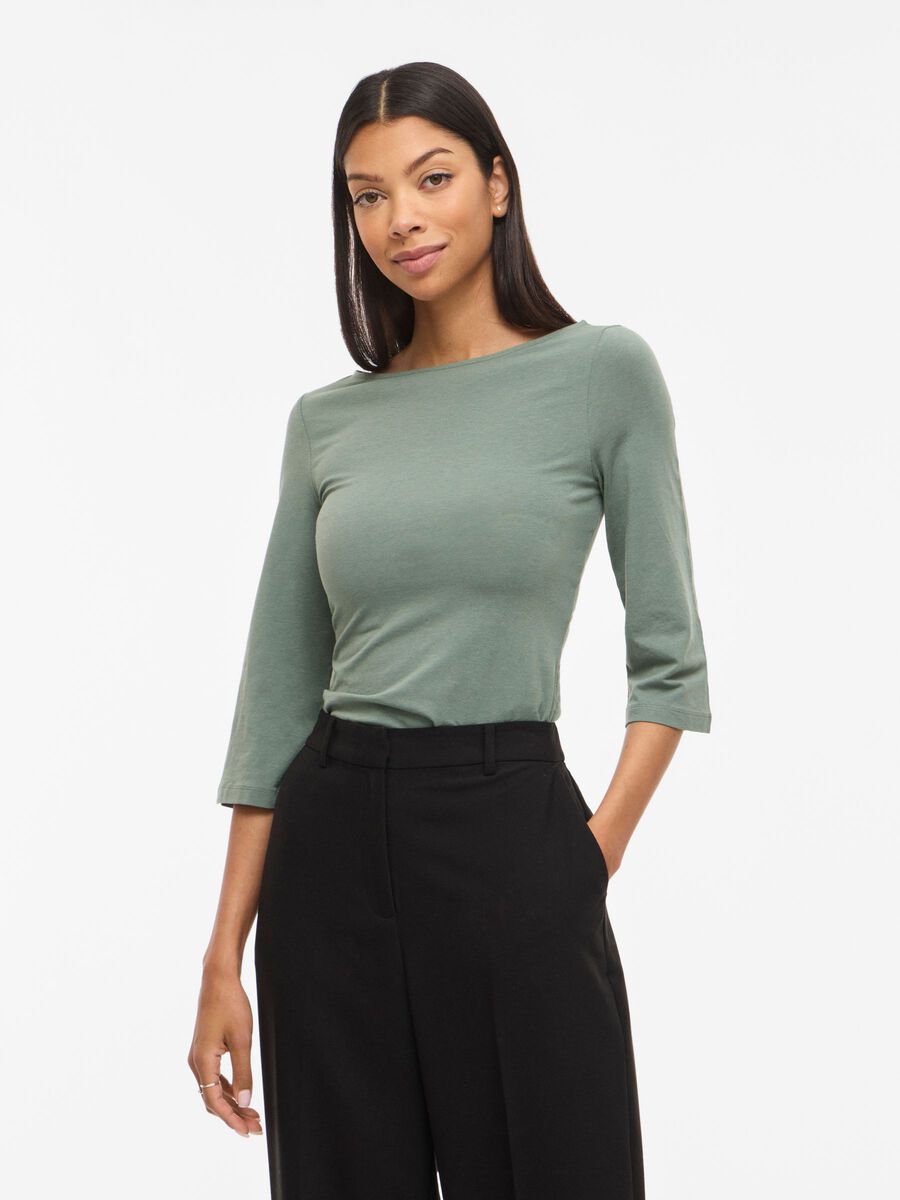 Product carousel image - VIEMILIE BOATNECK 3/4 SLEEVED TOP, Laurel Wreath | 1