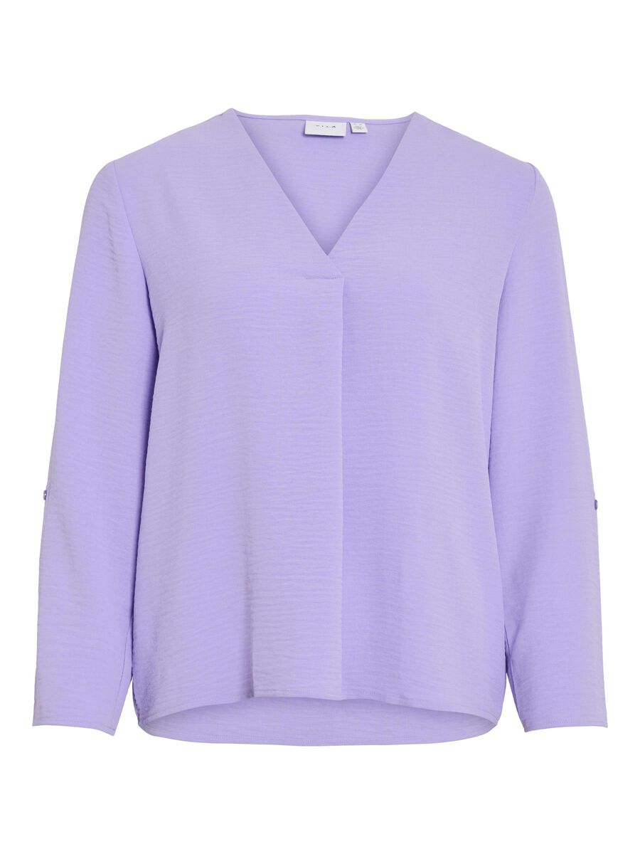 VILA VIJOSA V-NECK 3/4 SLEEVED TOP, Violet Tulip, highres - 14102906_VioletTulip_001.jpg