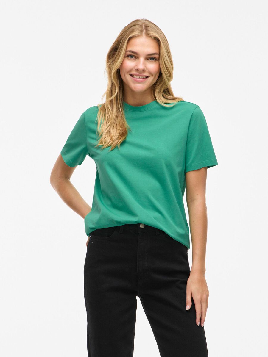 VILA VINORA RONDE HALS T-SHIRT, Winter Green, highres - 14103448_WinterGreen_003.jpg
