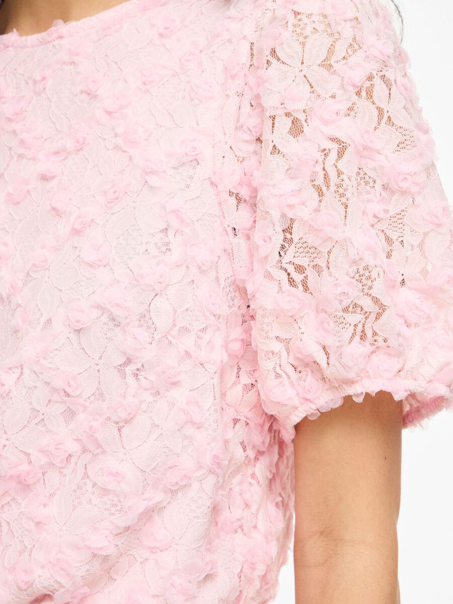 Carousel image - VISASHA ROUND NECK SHORT SLEEVED TOP, Cherry Blossom | 3