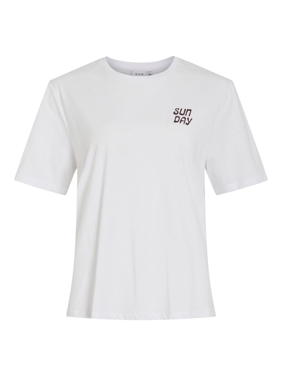 VILA VISAGE ORGANIC COTTON SHORT-SLEEVED T-SHIRT, Optical Snow, highres - 14111918_OpticalSnow_1233579_001.jpg