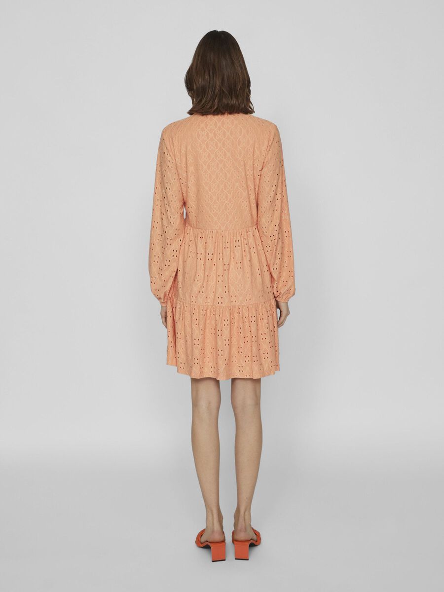 VILA VIKAWA LONG SLEEVED SHORT DRESS, Shell Coral, highres - 14070250_ShellCoral_004.jpg