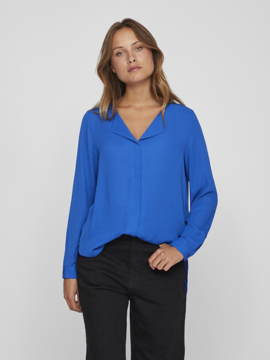 VILA VILUCY HIGH LOW SHIRT, Lapis Blue, highres - 14044253_LapisBlue_003.jpg