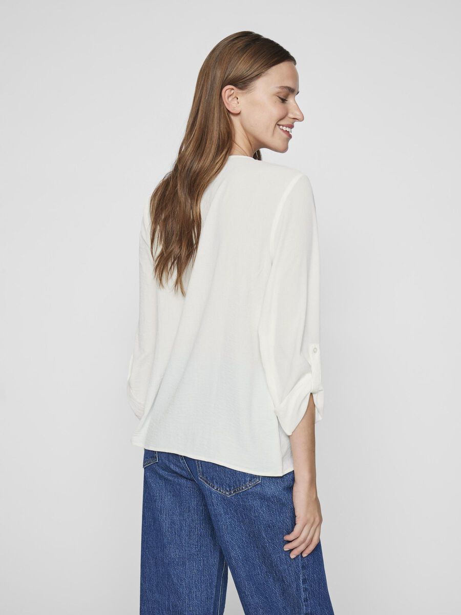 VILA VIJOSA V-NECK 3/4 SLEEVED TOP, Snow White, highres - 14102906_SnowWhite_004.jpg