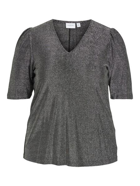 Vila CURVE - GLITTER TOP MED KORTE ÆRMER, Silver, highres - 14090399_Silver_001.jpg