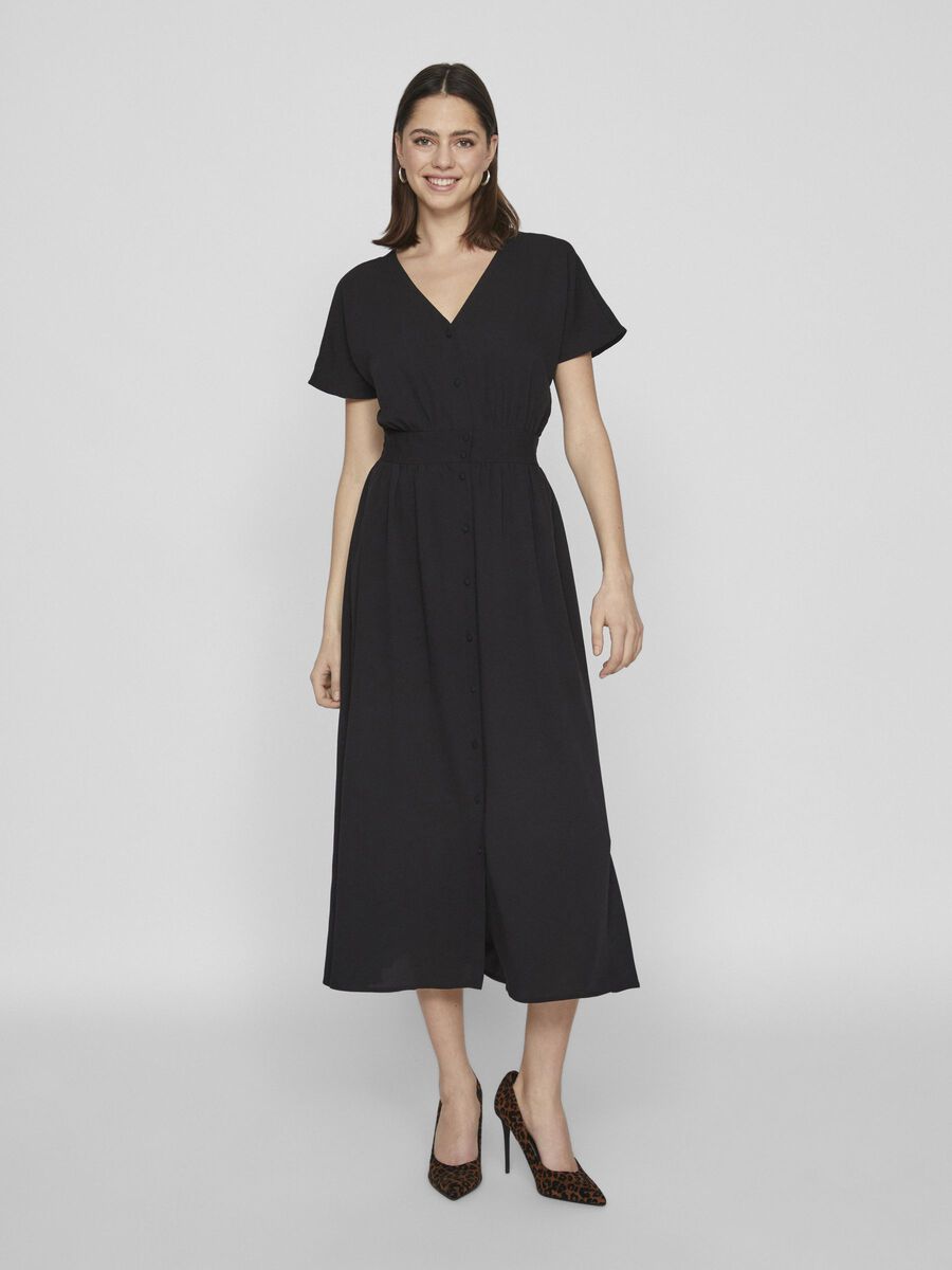 VILA LYHYTHIHAINEN, NAPILLINEN MIDIMEKKO, Black, highres - 14099280_Black_003.jpg