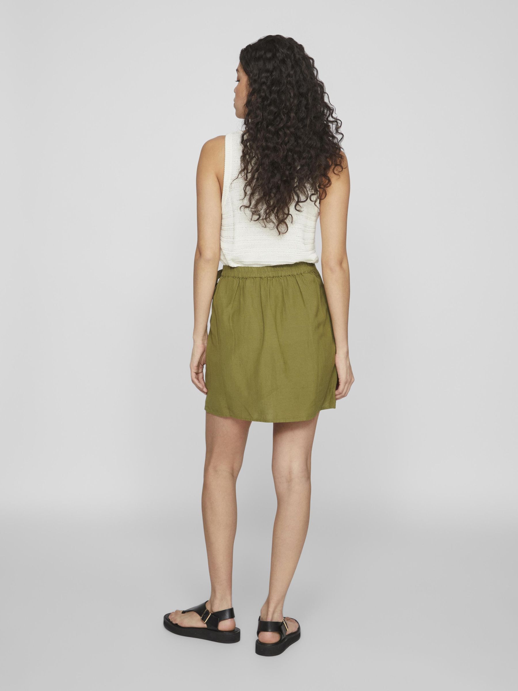 Linen green mini skirt hot sale