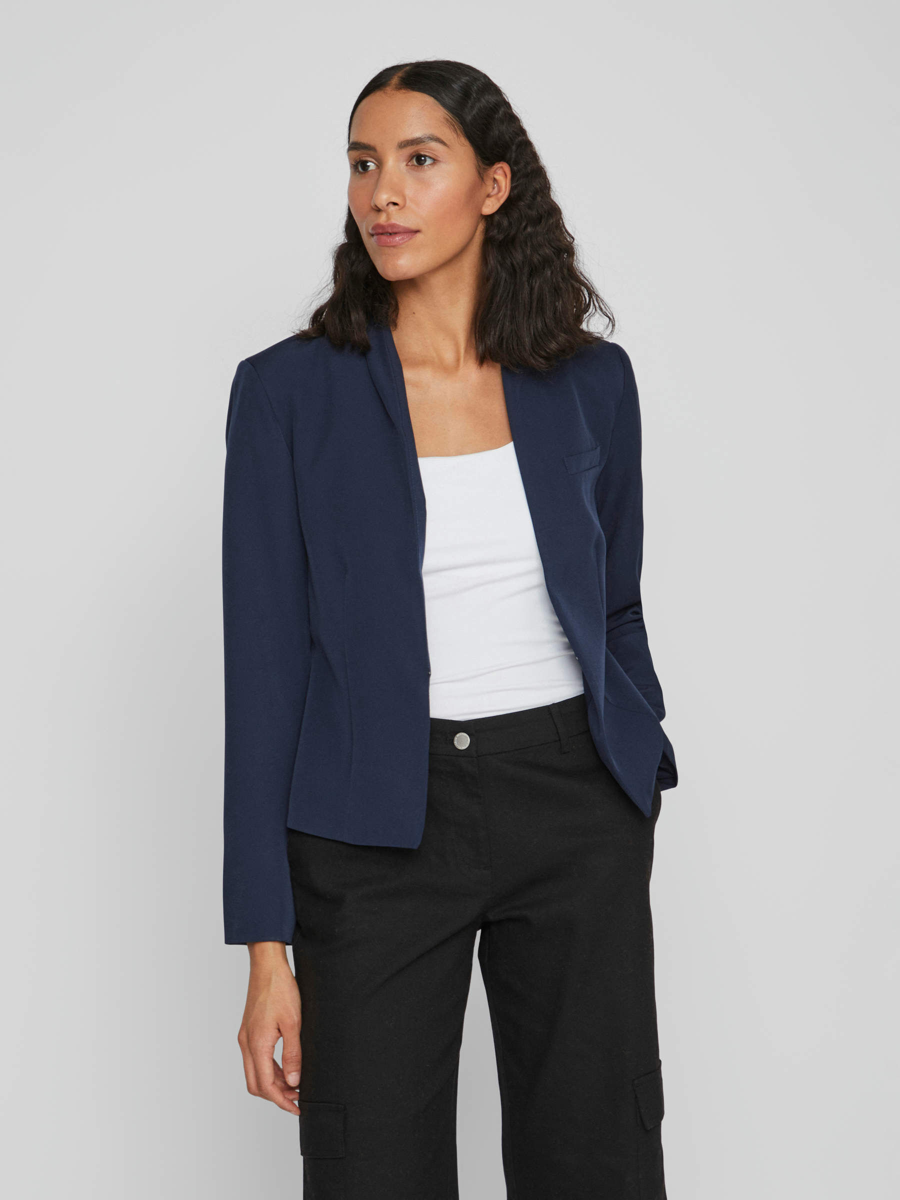 Navy fitted blazer new arrivals womens