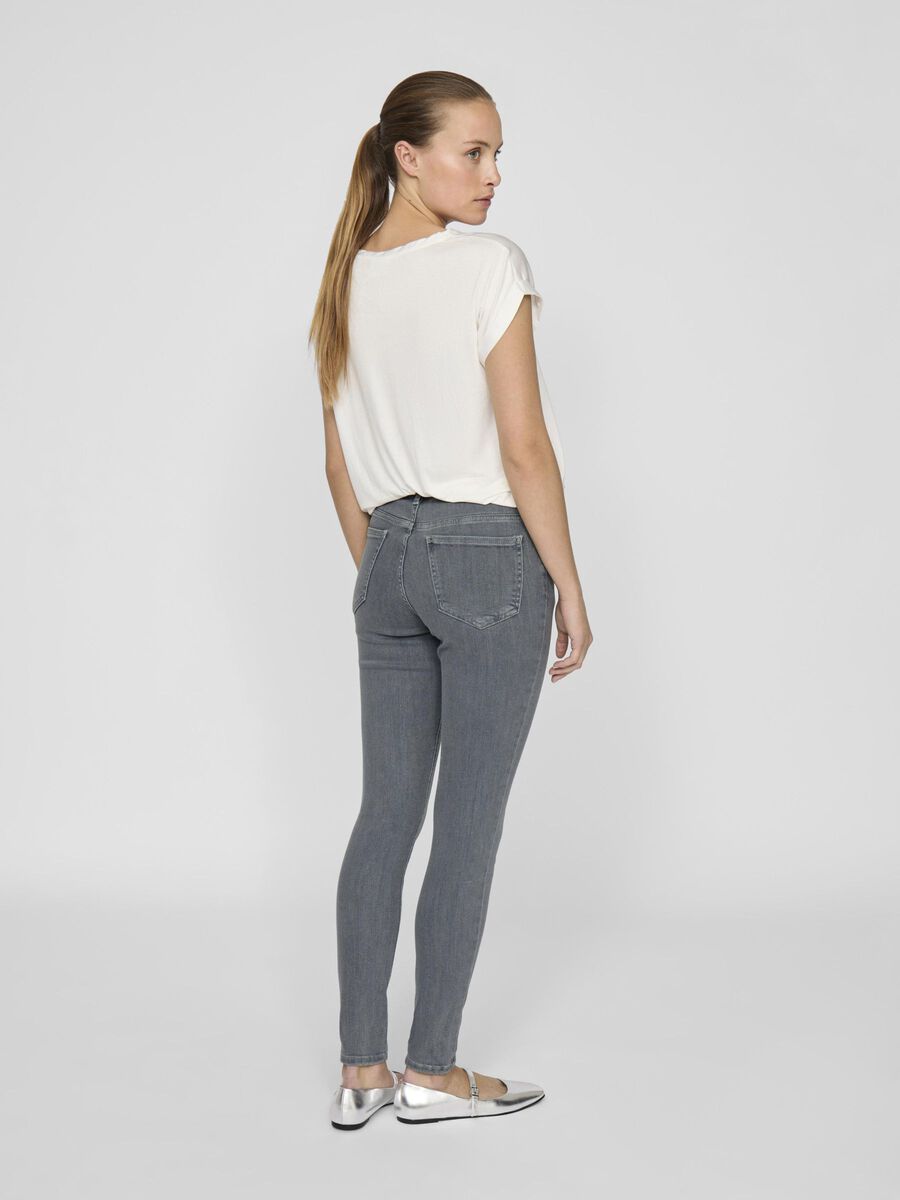 VILA VISARAH REGULAR WAIST JEANS SKINNY FIT, Light Grey Denim, highres - 14102669_LightGreyDenim_004.jpg