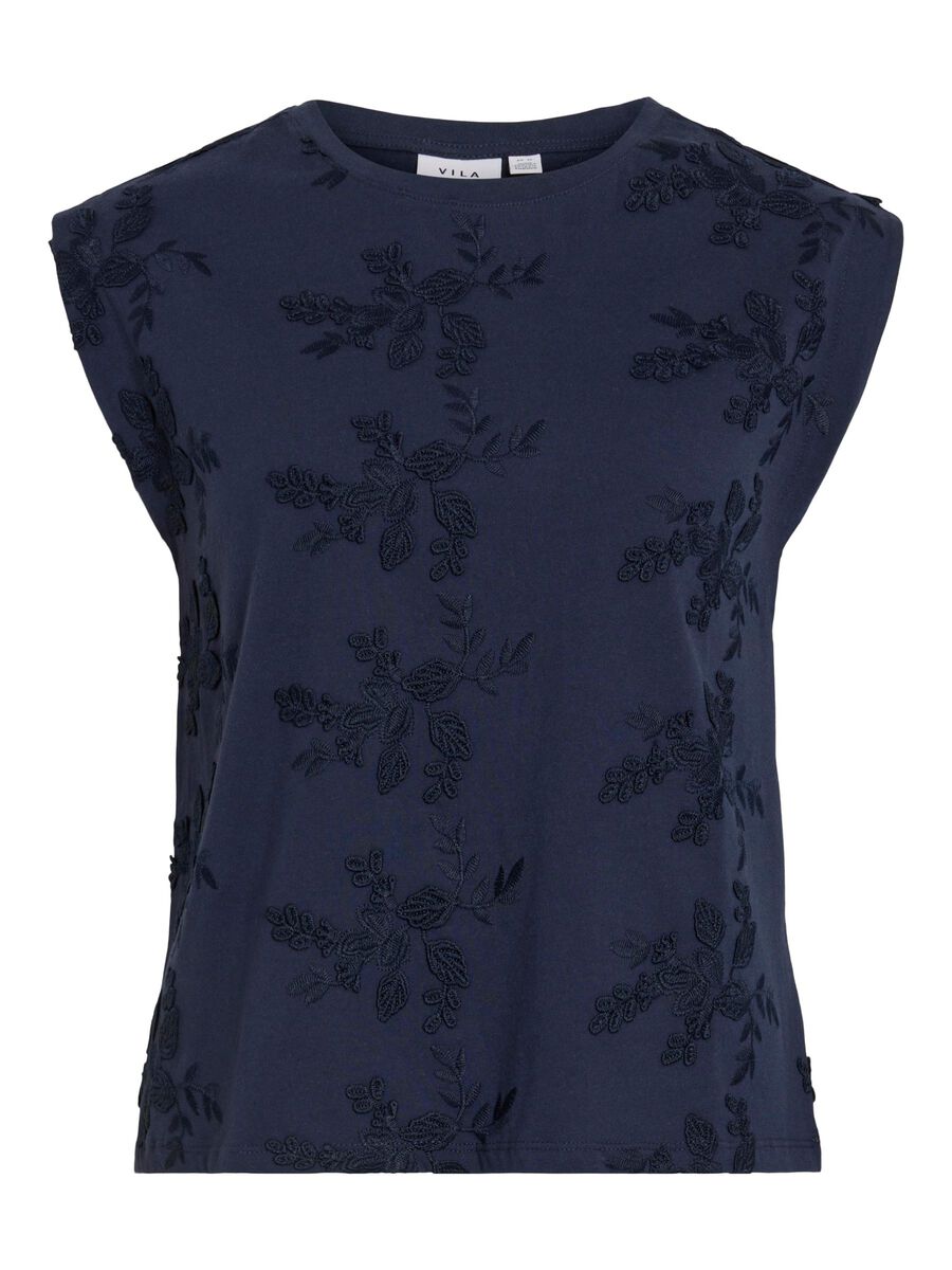 Carousel image - ROUND NECK SLEEVELESS TOP, Navy Blazer | 6