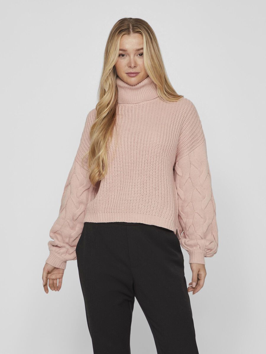 Vila ROLL NECK KNITTED PULLOVER, Misty Rose, highres - 14070351_MistyRose_003.jpg