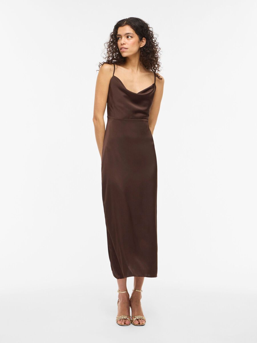 Carousel image - VIRAVENNA STRAP OCCASION DRESS, Coffee Bean | 4