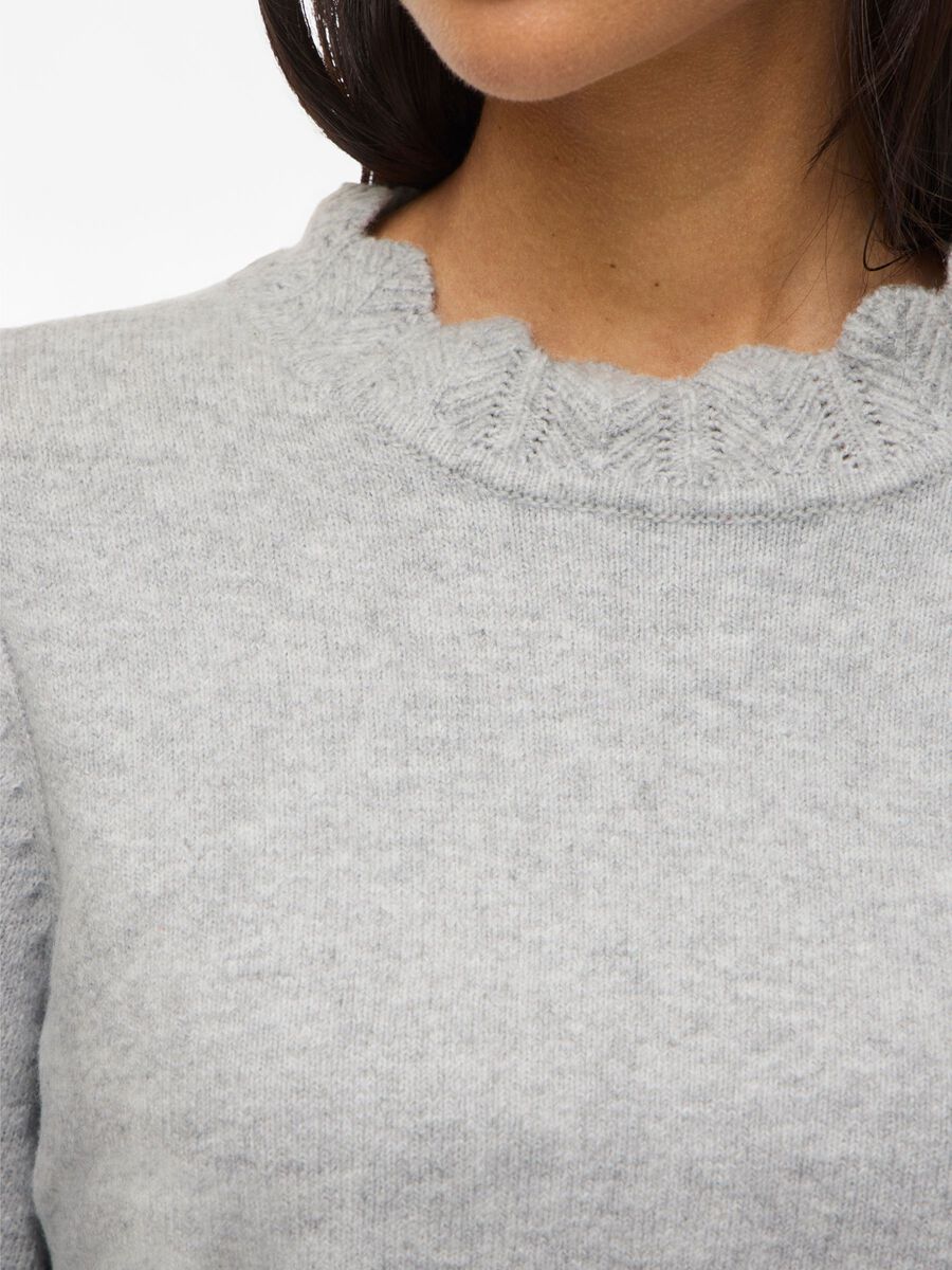 Carousel image - VINIKOLINA HIGH NECK KNITTED PULLOVER, Light Grey Melange | 3