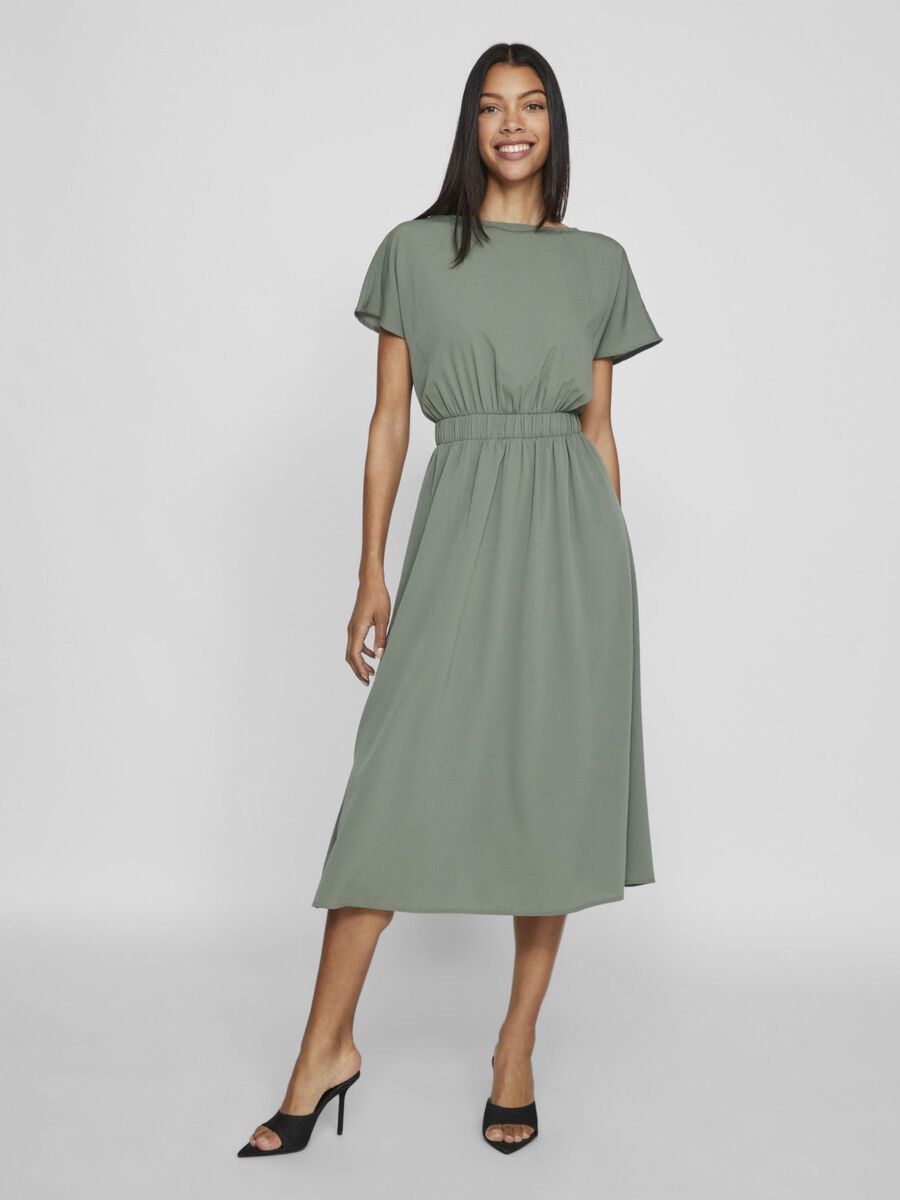 VILA SHORT SLEEVED MIDI DRESS, Laurel Wreath, highres - 14103262_LaurelWreath_003.jpg