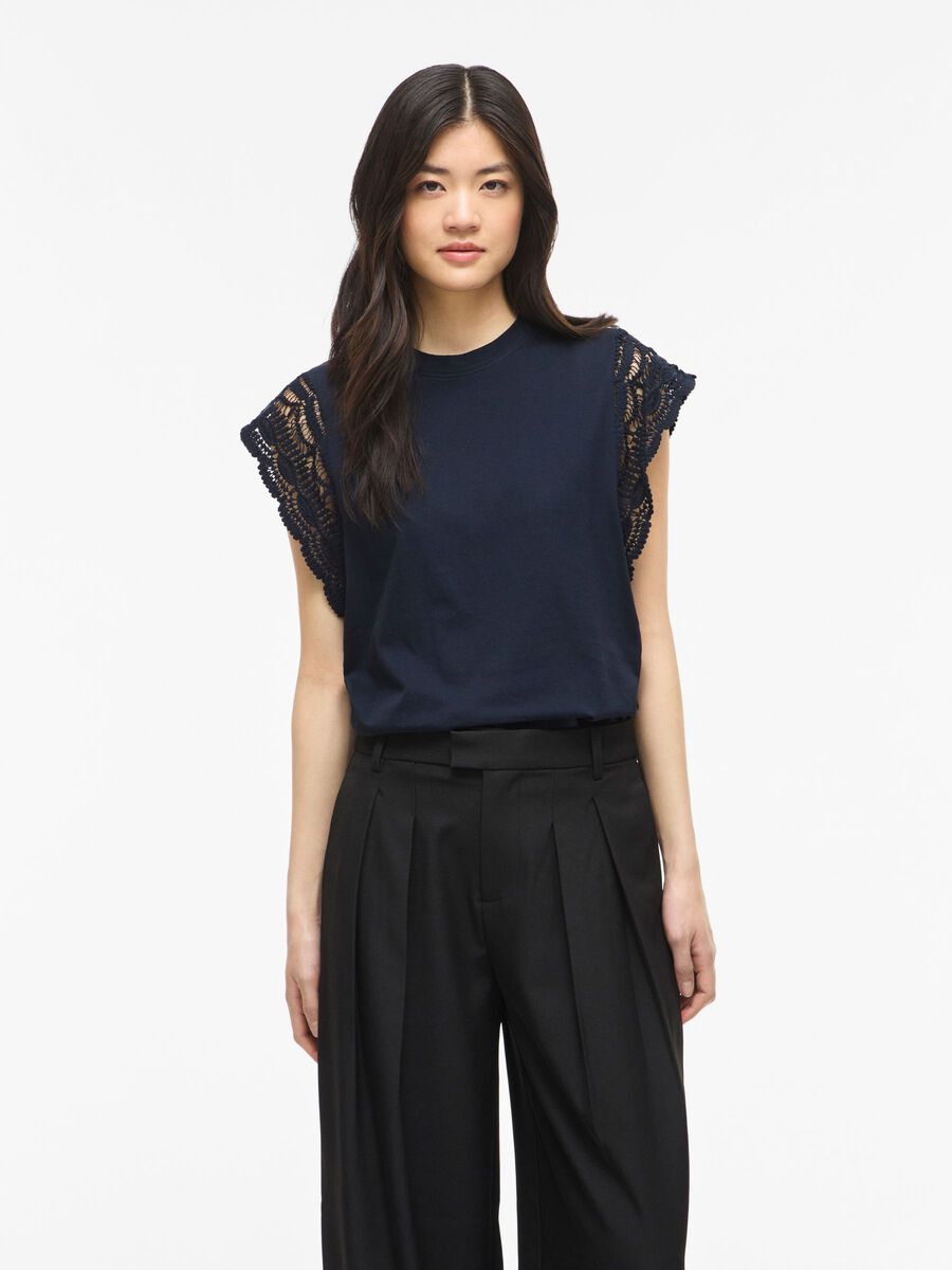 Carousel image - VIMANDALA ROUND NECK SLEEVELESS TOP, Navy Blazer | 1