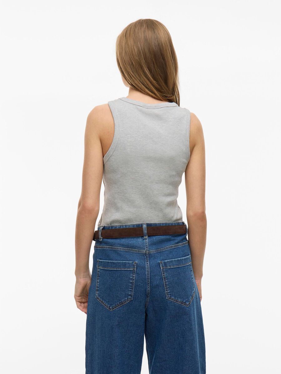 VILA VISOLA ROUND NECK SLEEVELESS TOP, Light Grey Melange, highres - 14101757_LightGreyMelange_004.jpg