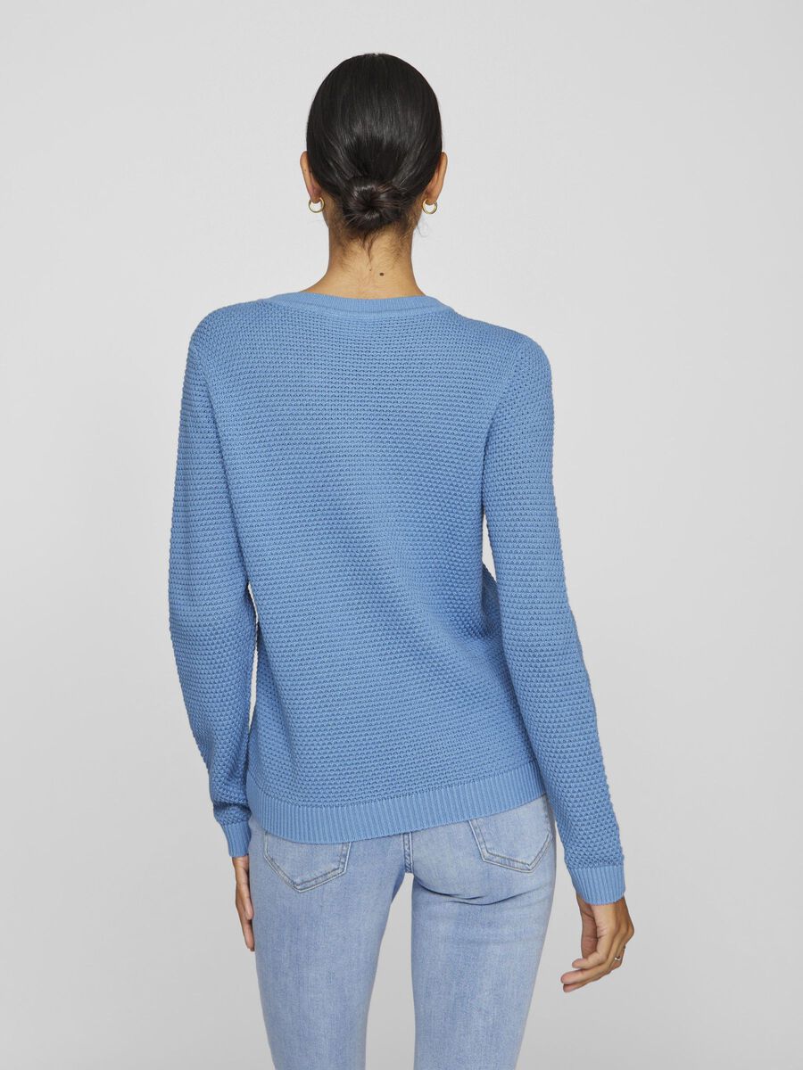 VILA VIDALO BASIC KNITTED PULLOVER, Blissful Blue, highres - 14082767_BlissfulBlue_004.jpg