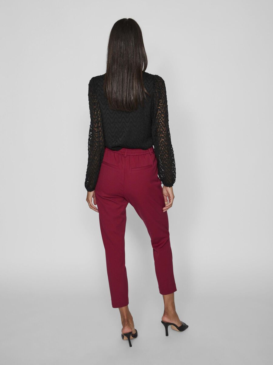 Vila SLIM FIT HIGH WAISTED TROUSERS, Beet Red, highres - 14087406_BeetRed_004.jpg