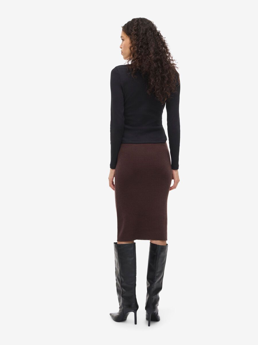 Carousel image - KNITTED MIDI SKIRT, Coffee Bean | 1