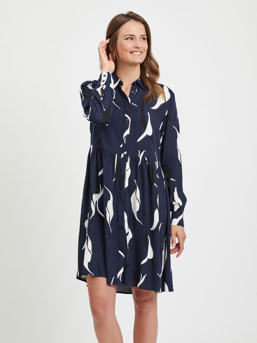 Object Collectors Item PATTERNED LONG SLEEVED KNEE-LENGTH DRESS, Sky Captain, highres - 23029910_SkyCaptain_735495_003.jpg