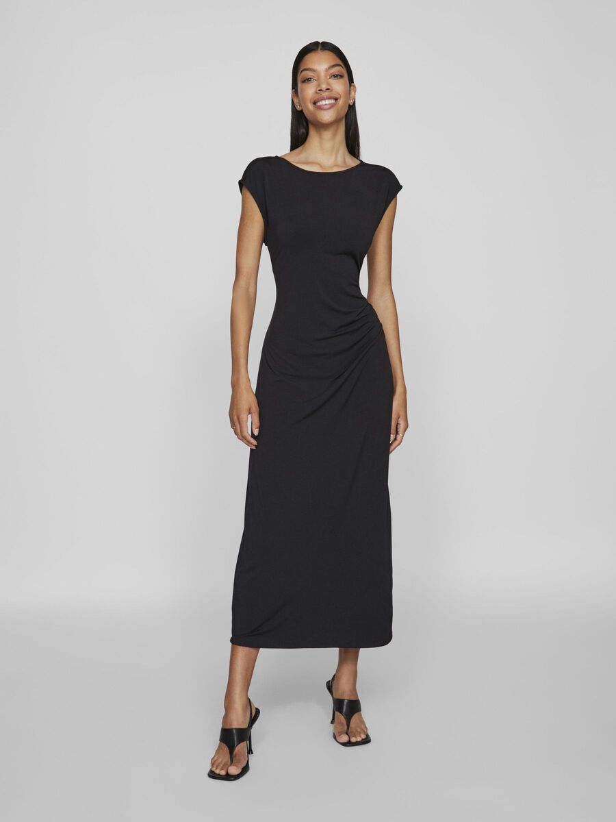 VILA SHORT SLEEVED MIDI DRESS, Black, highres - 14106048_Black_003.jpg
