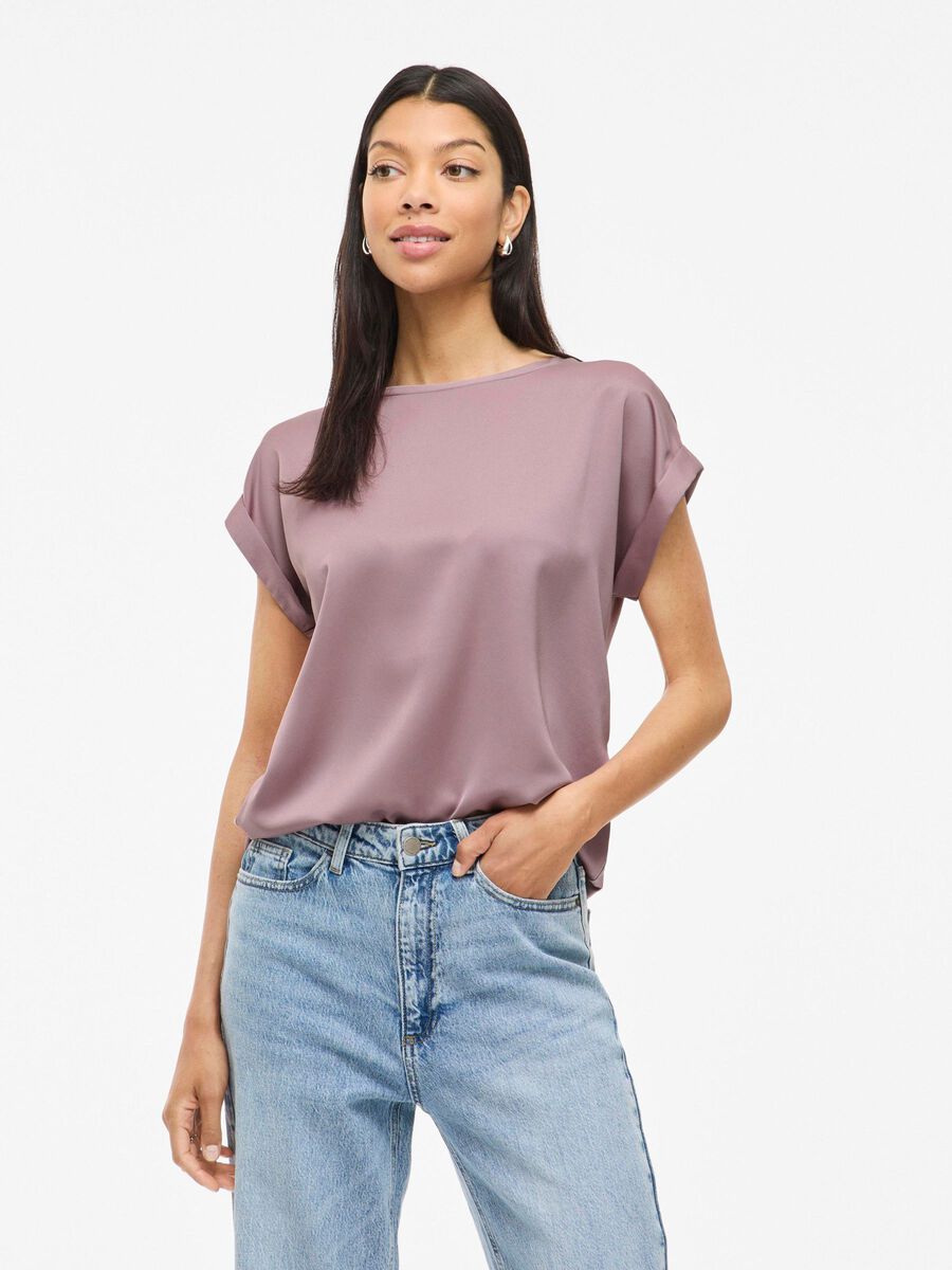 VILA VIELLETTE SHORT SLEEVED TOP, Toadstool, highres - 14059563_Toadstool_003.jpg