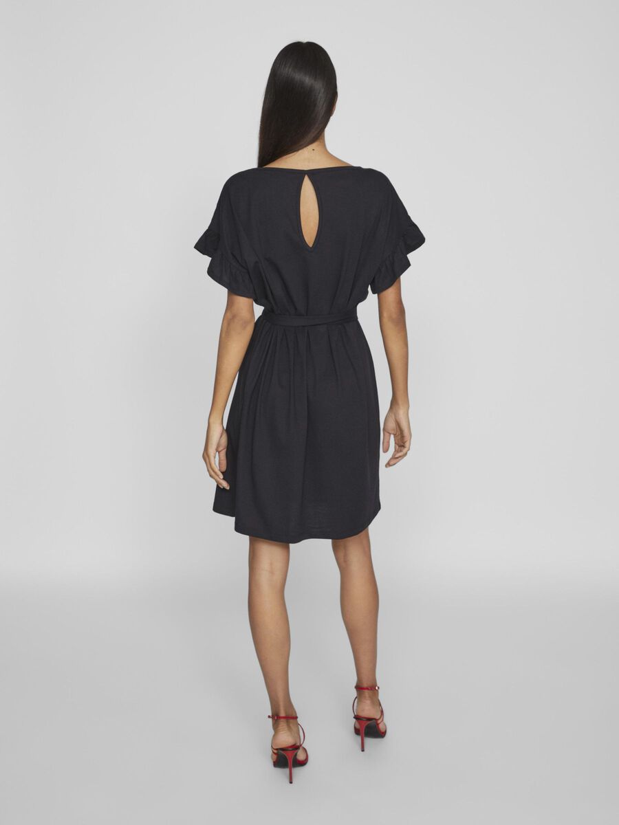 Vila TIE WAIST SHORT DRESS, Black Beauty, highres - 14094730_BlackBeauty_004.jpg