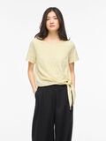 Product image thumbnail - VIAMALINA ROUND NECK SHORT SLEEVED TOP, Pastel Yellow | 1