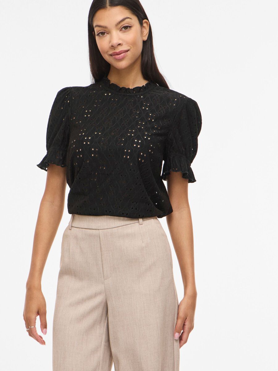 Carousel image - EMBROIDERED SHORT SLEEVED TOP, Black Beauty | 5