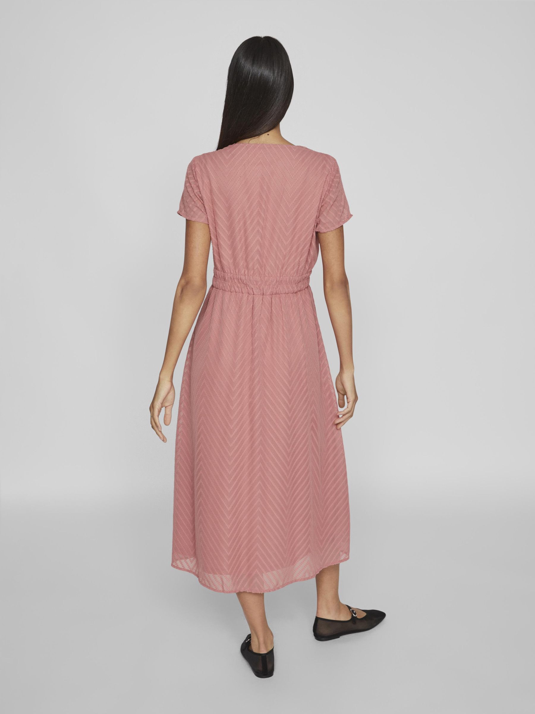 V NECK SHORT SLEEVED DRESS Pink VILA