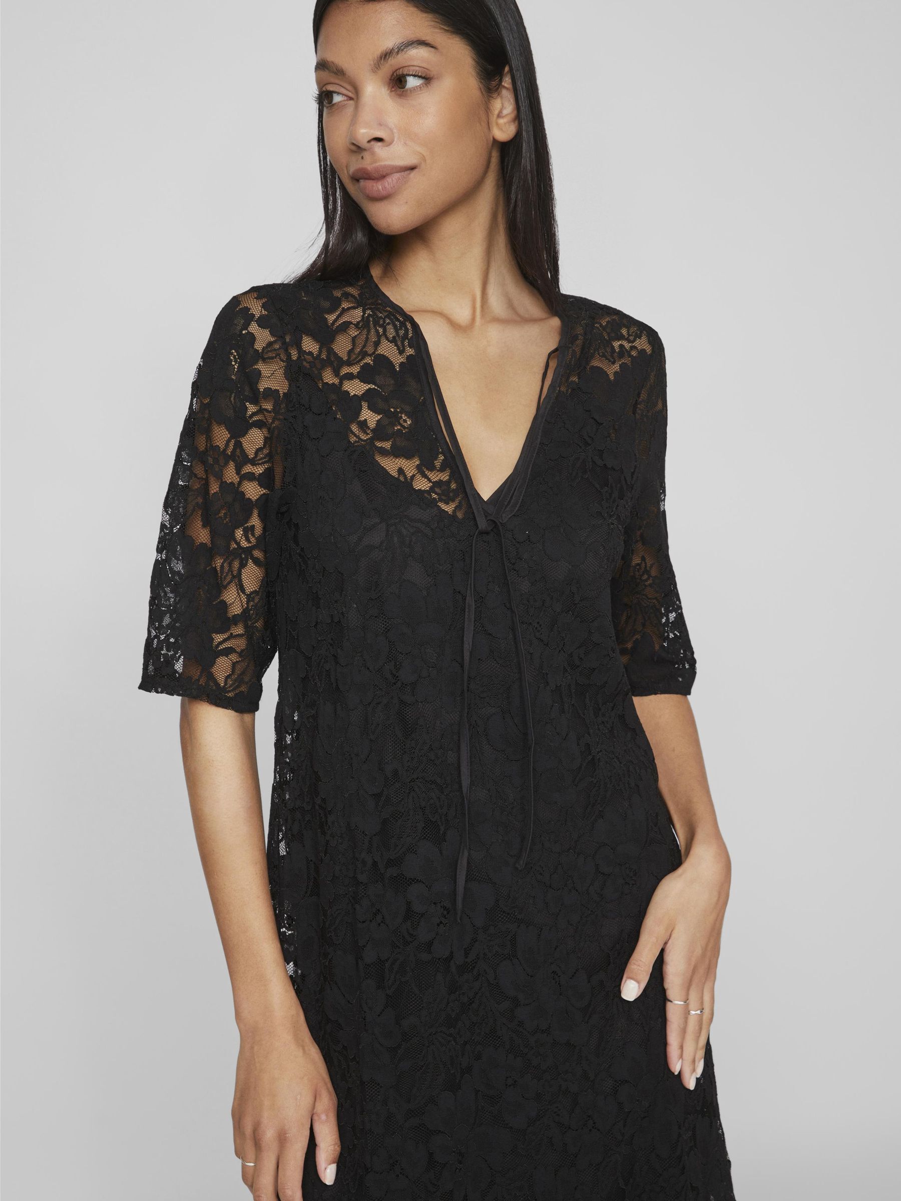 Vila contrast lace midi dress store