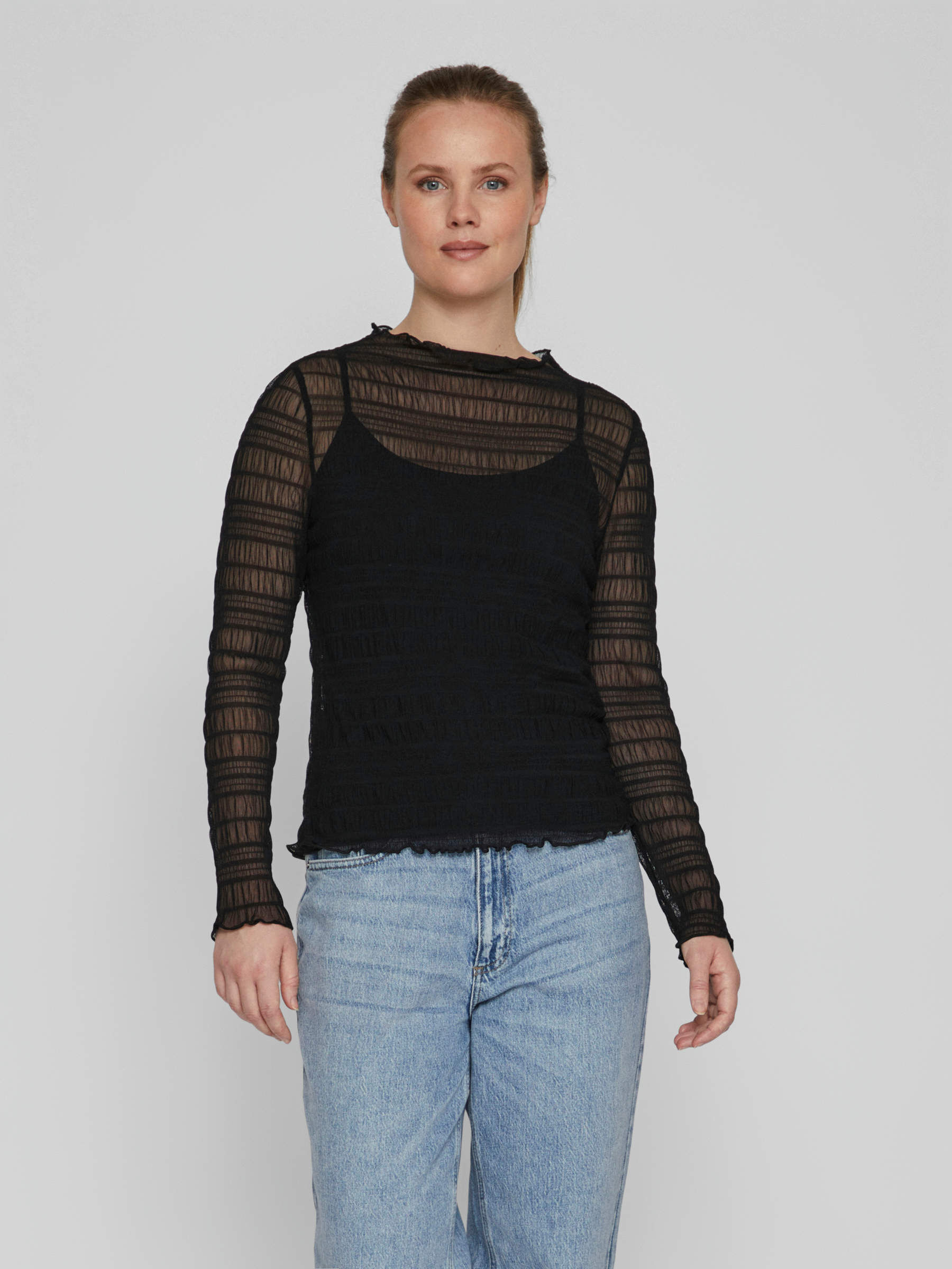 Zwarte top met clearance lange mouwen