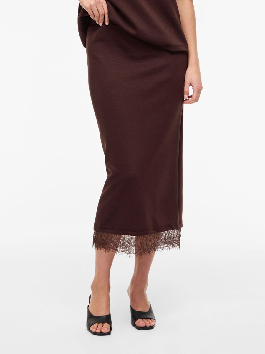 Product carousel image - VIEWIE LACE MIDI SKIRT, Coffee Bean | 1