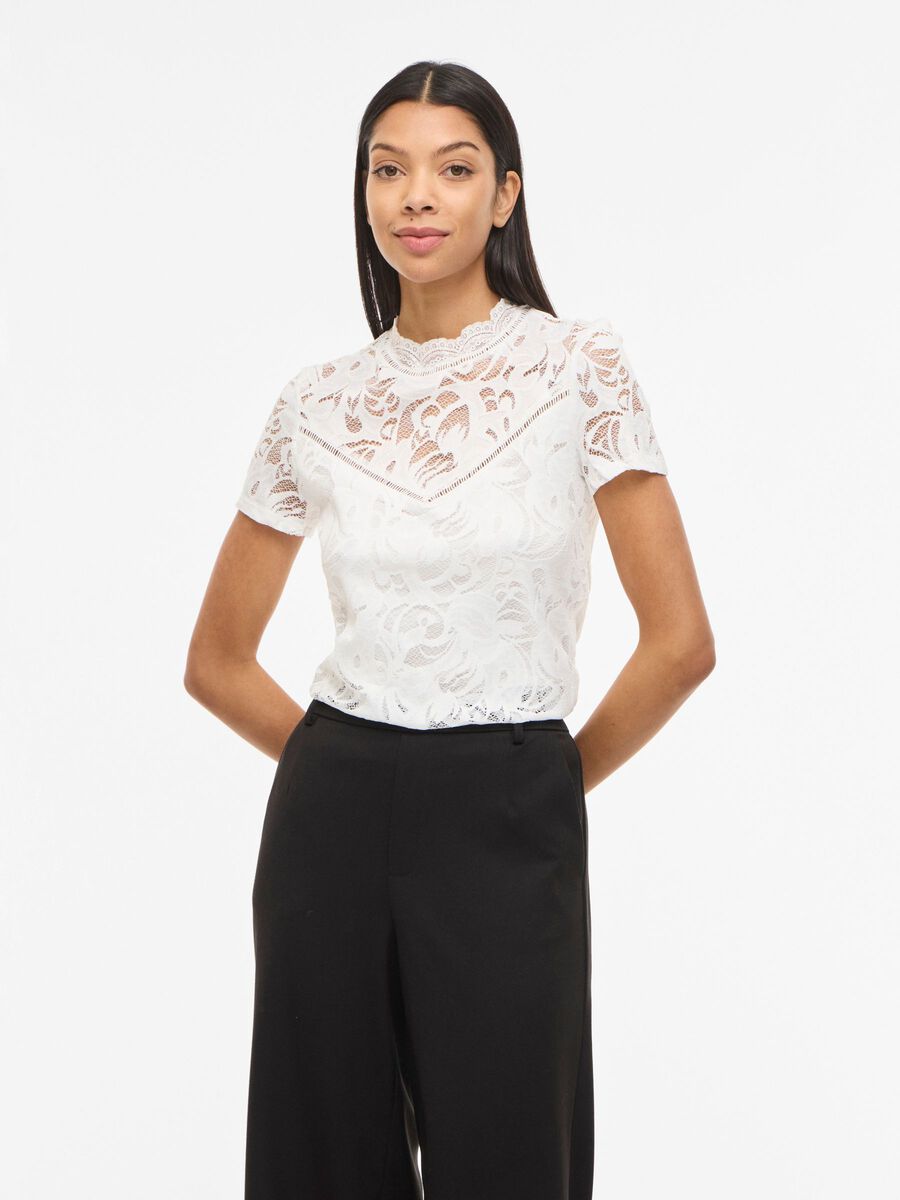 Product carousel image - VISTASIA - DENTELLE TOP &Agrave; MANCHES COURTES, Cloud Dancer | 1